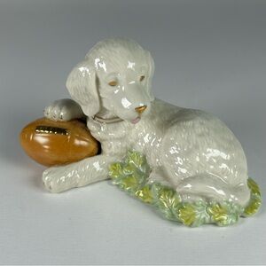 Lenox Touchdown Puppy 24K Accent Figurine Football Labrador Retriever September